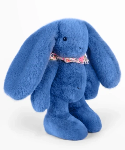 DOUDOU ET COMPAGNIE - pluszowy królik Lapin Fleurette, 25 cm, niebieski