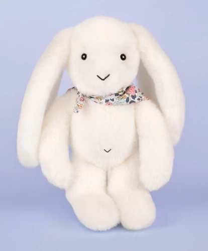 DOUDOU ET COMPAGNIE - pluszowy królik Lapin Fleurette, 25 cm, biały