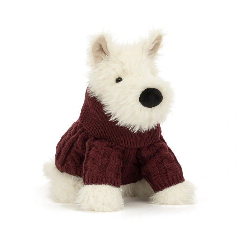Jellycat - Terrier Kremowy w Swetrze Munro Scottie 25 cm