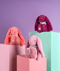DOUDOU ET COMPAGNIE - pluszowy królik Lapin Fleurette, 35 cm, koral