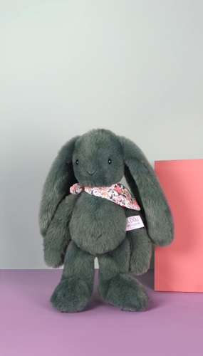 DOUDOU ET COMPAGNIE - pluszowy królik Lapin Fleurette, 35 cm, zielony eukaliptusowy