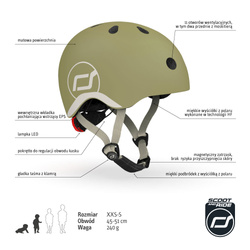 SCOOTANDRIDE - Kask XXS-S dla dzieci 1-5 lat Olive