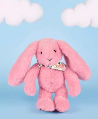 DOUDOU ET COMPAGNIE - pluszowy królik Lapin Fleurette, 25 cm, różowy grenadine
