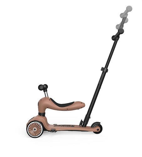 SCOOTANDRIDE - Highwaykick 1 Push and Go 2w1 Jeździk i hulajnoga z rączką do prowadzenia 1-5 lat Mocha