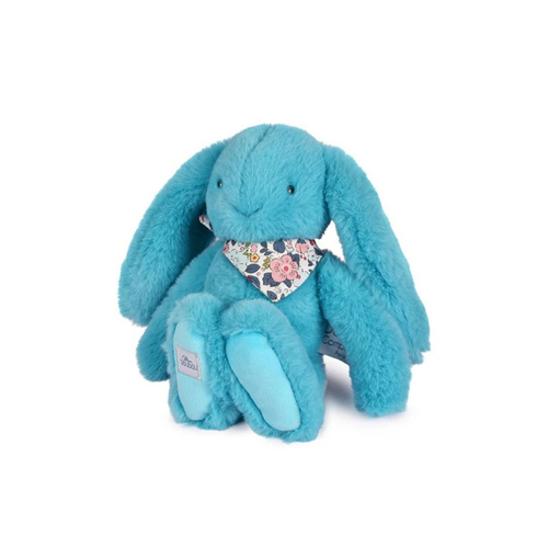 DOUDOU ET COMPAGNIE - pluszowy królik Lapin Fleurette, 25 cm, turkus