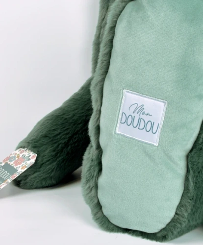 DOUDOU ET COMPAGNIE - pluszowy królik Lapin Fleurette, 70 cm, zielony eukaliptusowy