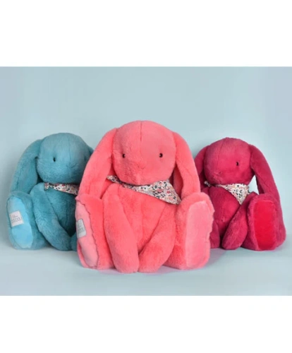 DOUDOU ET COMPAGNIE - pluszowy królik Lapin Fleurette, 50 cm, fuksja