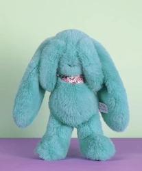 DOUDOU ET COMPAGNIE - pluszowy królik Lapin Fleurette, 25 cm, turkus