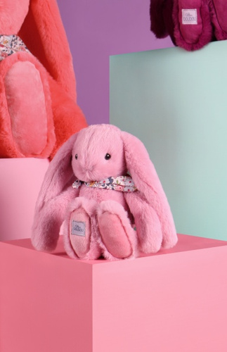 DOUDOU ET COMPAGNIE - pluszowy królik Lapin Fleurette, 25 cm, różowy grenadine