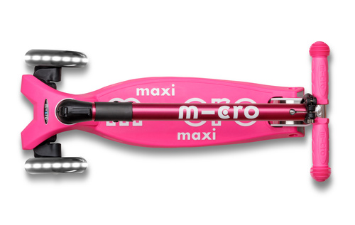 MICRO - składana hulajnoga trójkołowa Maxi Deluxe LED, shocking pink