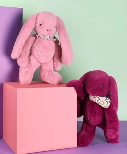 DOUDOU ET COMPAGNIE - pluszowy królik Lapin Fleurette, 35 cm, śliwka