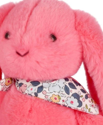 DOUDOU ET COMPAGNIE - pluszowy królik Lapin Fleurette, 25 cm, koral