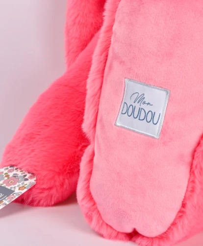 DOUDOU ET COMPAGNIE - pluszowy królik Lapin Fleurette, 70 cm, koral