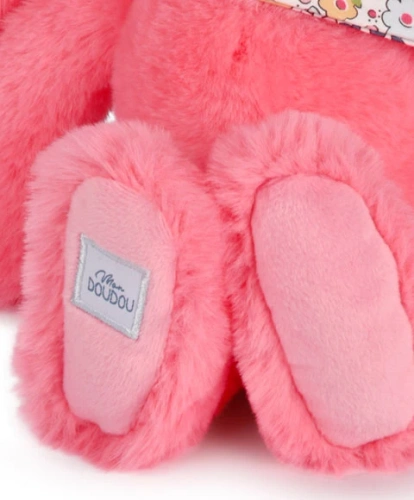 DOUDOU ET COMPAGNIE - pluszowy królik Lapin Fleurette, 25 cm, koral