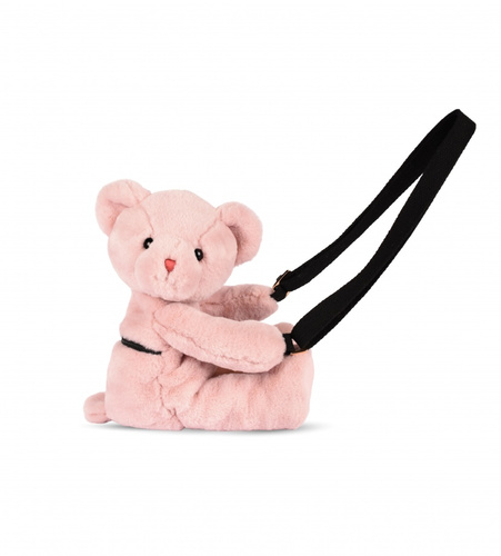 DOUDOU ET COMPAGNIE - pluszowa torba na ramię miś, pudrowy róż