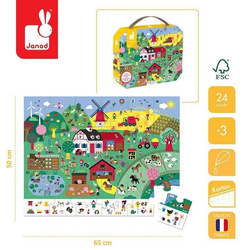 Janod - Puzzle obserwacyjne w walizce Farma 24 elementy 3+