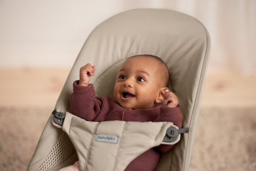 BABYBJORN - leżaczek BLISS WOVEN/JERSEY Tri Fabric, Piaskowoszary