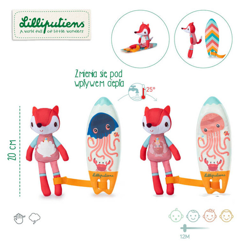 LILLIPUTIENS Magiczna przytulanka do kąpieli surfer Lisiczka Alice 12 m+