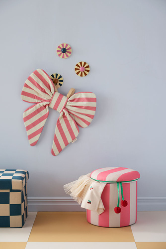 Kid's Concept - Pufa ze schowkiem w szachownicę - 30 cm, check teal