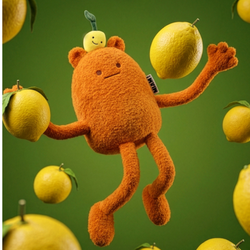 HISTOIRE D'OURS - MIAM! John Lemon, 60 cm, pomarańczowa cytryna