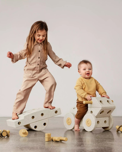 MODU Dreamer set – Kreatywne klocki rozwijające motorykę dużą, Sand Grey / Honey Yellow
