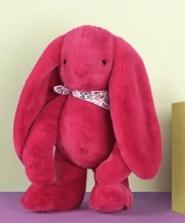 DOUDOU ET COMPAGNIE - pluszowy królik Lapin Fleurette, 50 cm, fuksja