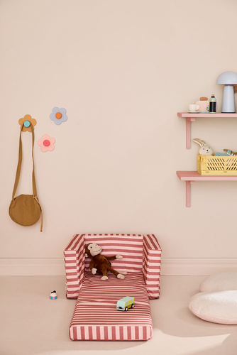 KID'S CONCEPT - rozkładany fotel w paski, clay pink