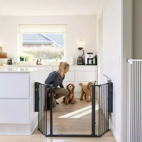 DogSpace - Max M - przykręcana bramka dla psa, czarna (90-146cm)