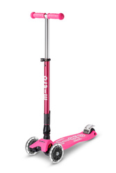 MICRO - składana hulajnoga trójkołowa Maxi Deluxe LED, shocking pink